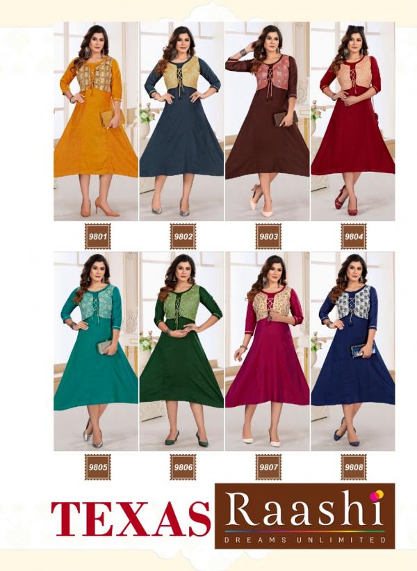 Raashi Texas Rayon Designer anarkali kurti Collecttion